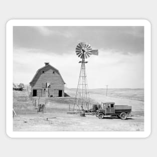 Abandoned Farm, 1936. Vintage Photo Sticker